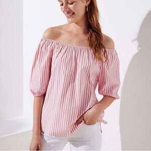 Loft Striped Blouson Top Medium